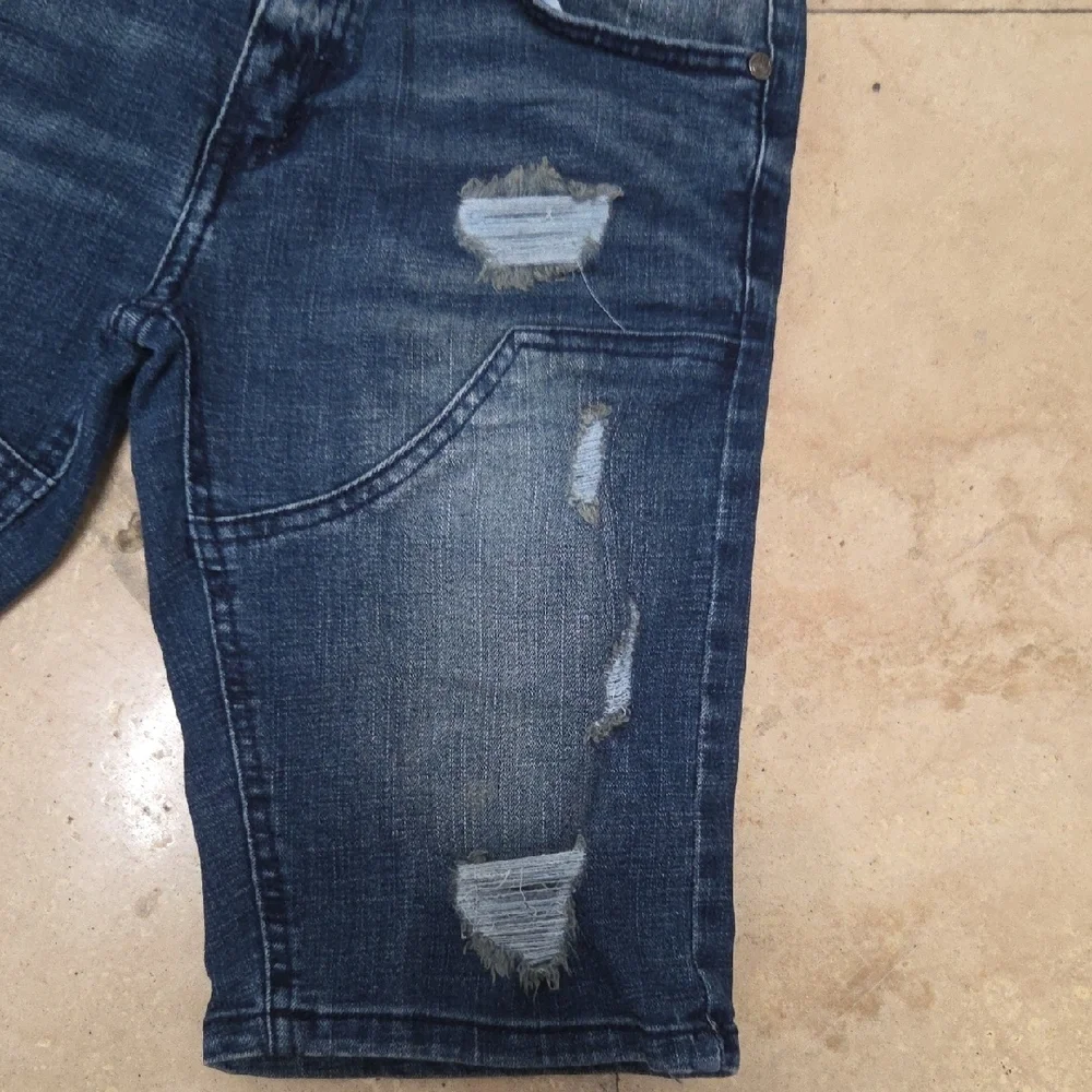 Kids  Distressed Dark Blue Denim Shorts Size 12